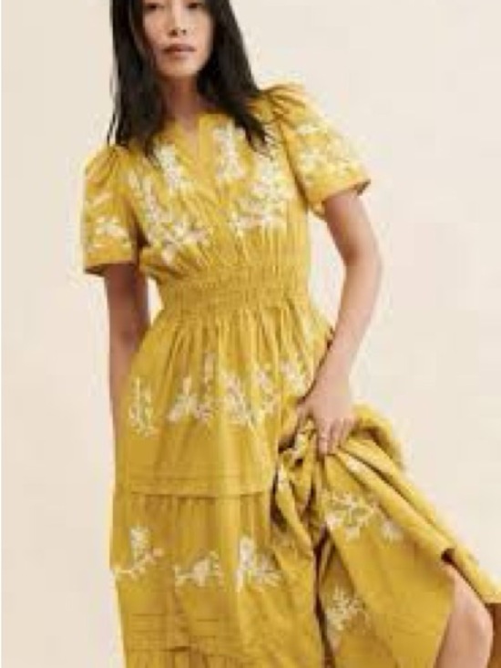 Anthropologie Dresses & Skirts - Anthropologie Sunflower Yellow Embroidered Maxi Dress
